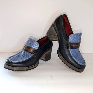 Freebird By Steven Bristol Blue Snake Leather Bootie US 9 High Heel Slip-On Shoe